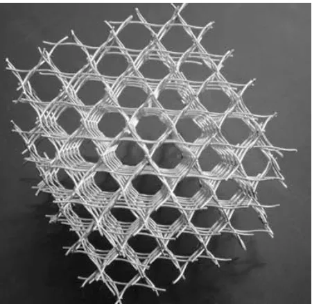 Figure 1.9: 3D Kagome structure made by wire-weaving method [7]Reprinted with permission of Elsevier
