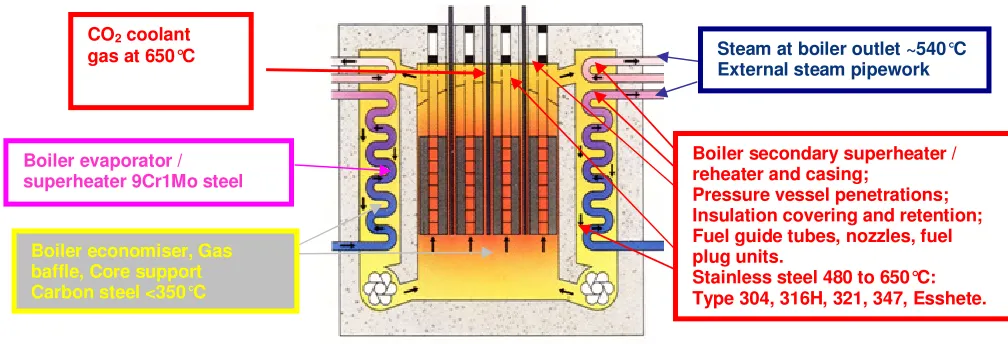 Fig. 1   Schematic AGR layout focussing on components within the concrete reactor pressure vessel