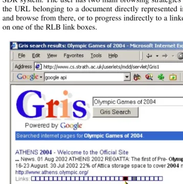 Figure 1. The RelevanceLinkBar Interface. 
