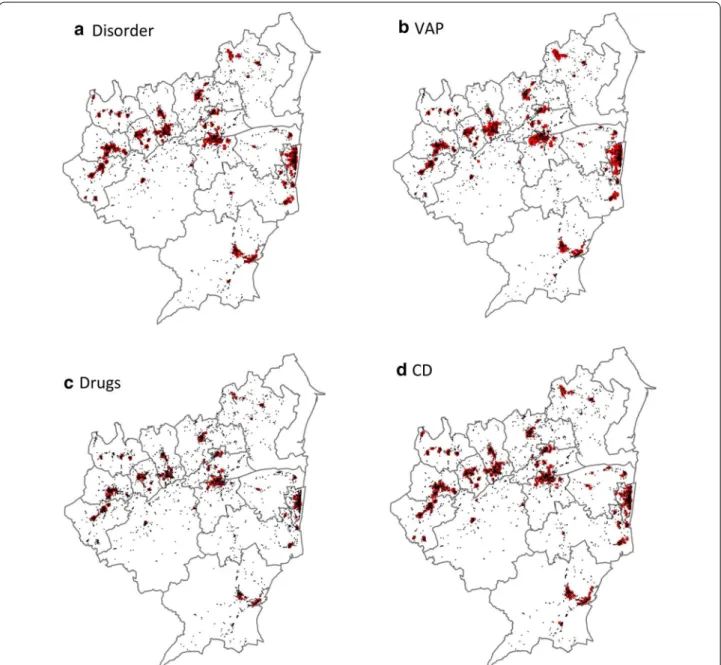 Table 3  Correlations between licensed premises and crime  hot spots (250 m grid based analyses)