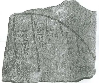 Figure 9. The Saqqara Ostracon dated to the Third Dy-nasty. It shows the varying heights in cubits of an ellip-soid arch and demonstrates that Third Dynasty archi-tects were preoccupied with how to define curvature li-nearly by vertical projection onto a l