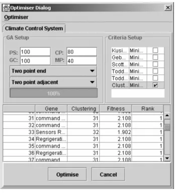 Figure 4. Optimiser dialog.