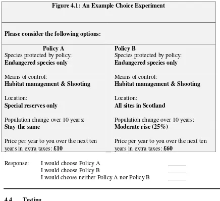 Figure 4.1: An Example Choice Experiment