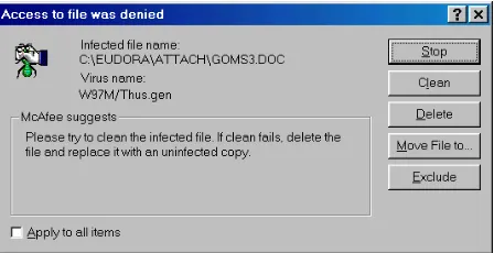 Figure 3 : Virus detection on submitted email  