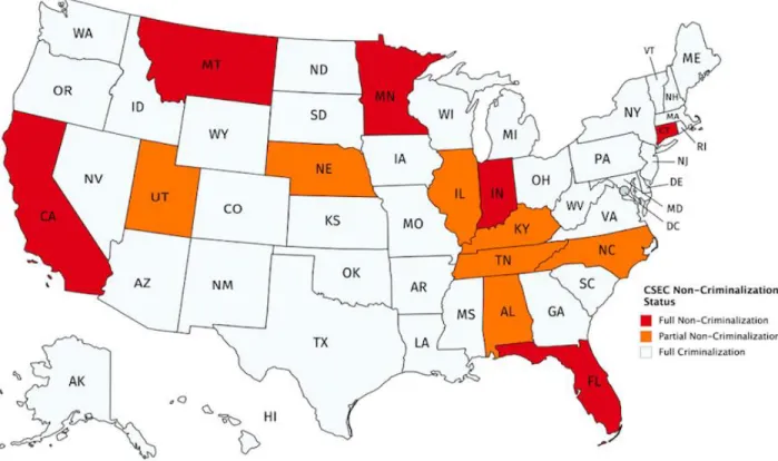 Figure 1. State CSEC Victim Non-criminalization Status, 2008-2017 