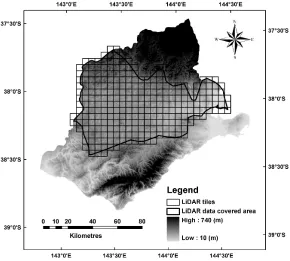 Fig. 1. LiDAR data tiles and LiDAR data covered area 