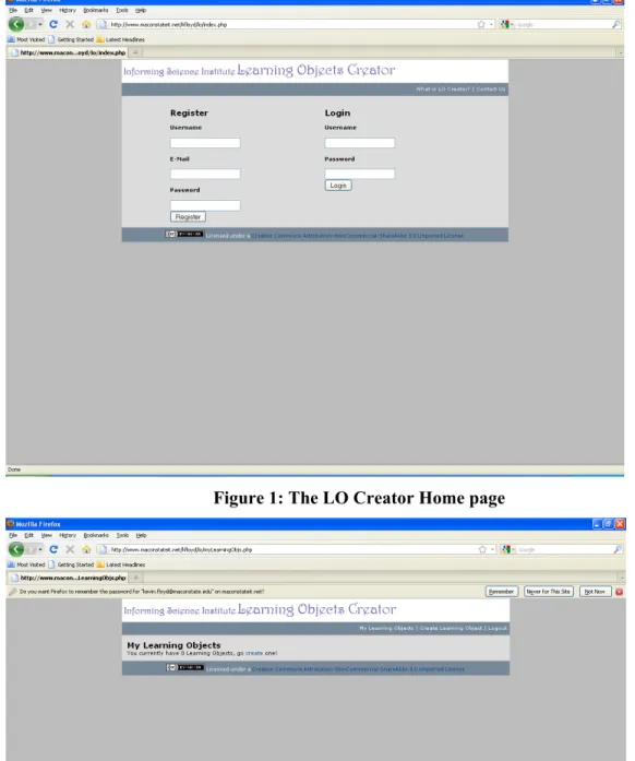 Figure 1: The LO Creator Home page 