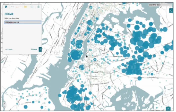 figure 3: The user is guided through the analysis steps  stage-by-stage; here the user selects home location.