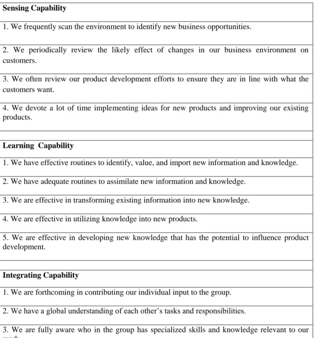 Table 4.4 Dynamic capabilities 