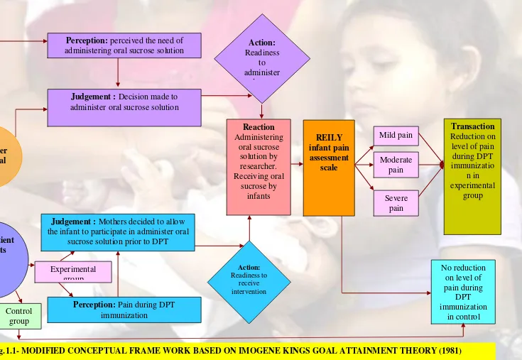 Fig.1.1- MODIFIED CONCEPTUAL FRAME WORK BASED ON IMOGENE KINGS GOAL ATTAINMENT THEORY (1981) 