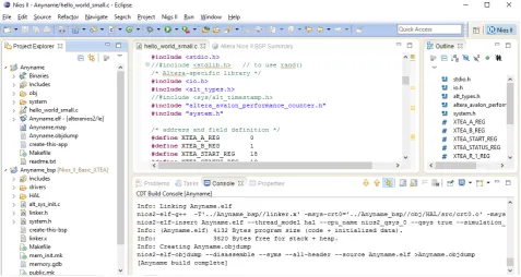 Figure 3. Console screen showing the output of the encryption program running in Nios II processor
