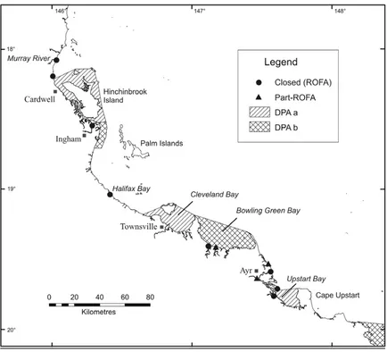 Figure 1.2 Map of study area in north Queensland outlining ROFA and part-ROFA 