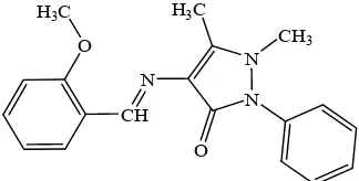 Figure 1. The structure of 4-[(2-methoxybenzylidene)a- mino]-1,5-dimethyl-2-phenyl-1H-pyrizol-3(2H)-one (SB)