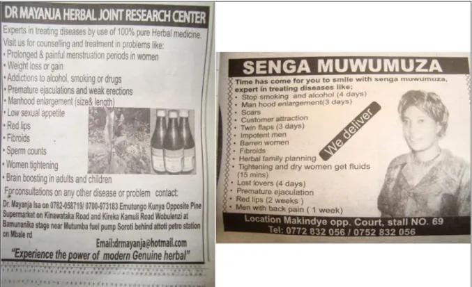 Figure 2-3: Sample advertisements of services rendered by herbal TMPs 