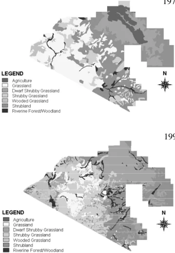 Figure 4.1 details land cover and land use classes important for herbivores in the  Narok District of Kenya