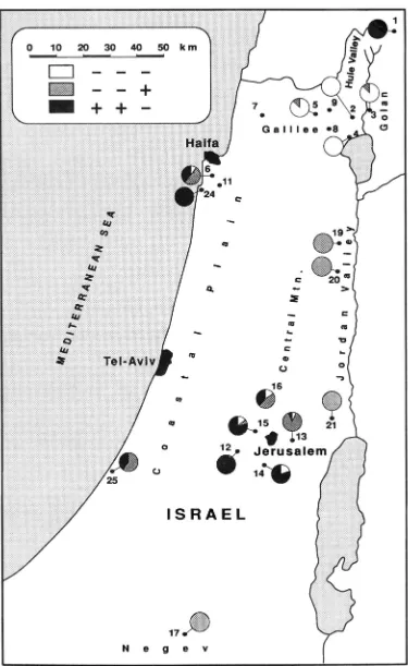 FIGURE 1 in Table population to the  presence .-Distribution of H. uulgure ssp. spontuneum populations sampled in Israel
