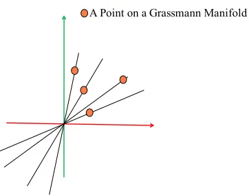 Figure 1.7: Circled point represent a 1-dimensional subspace of R2 which is a point on Grassmann manifold G(1, 2).