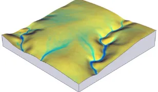Figure 1: Tangibly modeling the ﬂow of water with Tangible Landscape
