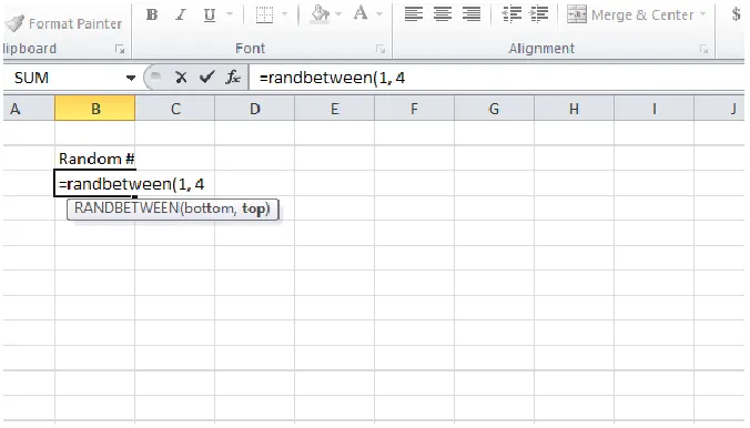 Figure 5: Generating Random Numbers in Excel 