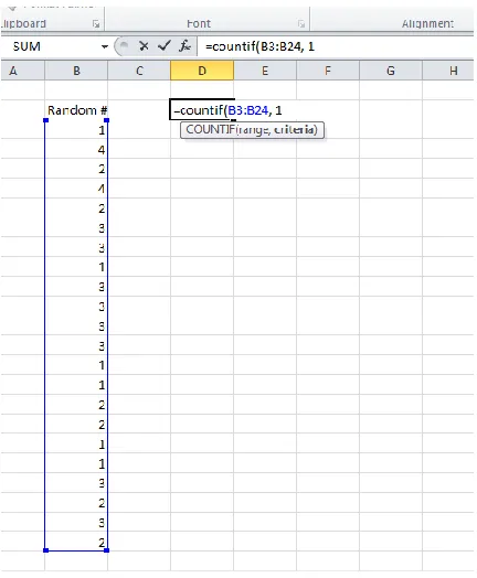 Figure 6: “Count If” Command in Excel 