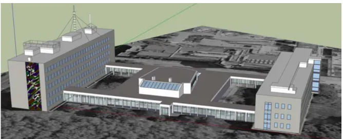 Fig. 5: LoD3 model of the geo science building visualized in Google Sketchup. 