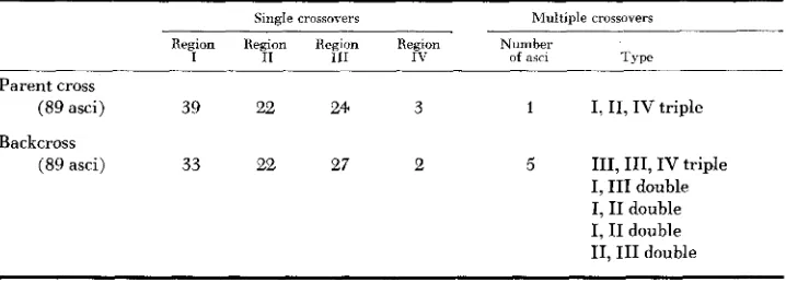 TABLE 4 Analysis of crmsing-ouer in asci with first diuision segregation for asco 
