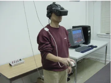 Figure 3: User immersed in virtual basketball task  