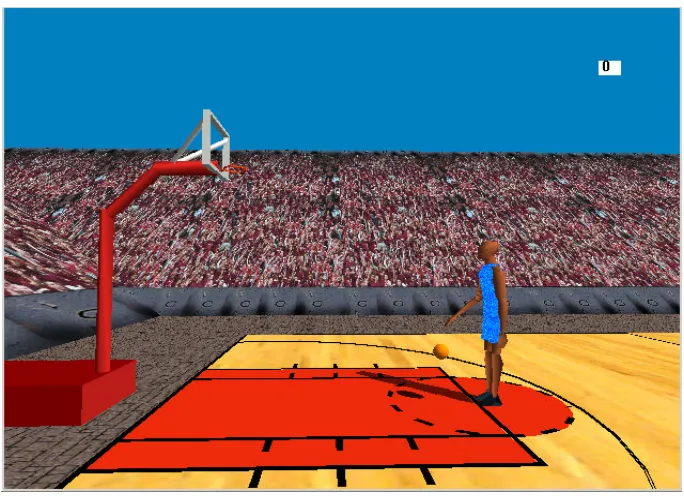 Figure 5: Simulation with exocentric (behind player) viewpoint 