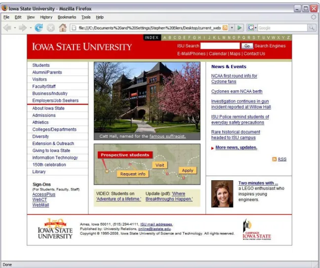 Figure 10: ISU Homepage with IseHarvest with re-linking 