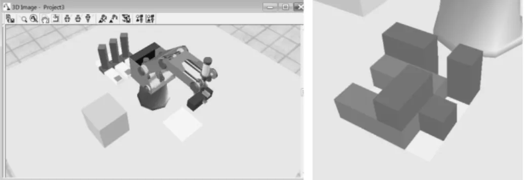 Fig. 4. A. Robotic environment; B. Assembled structure.  
