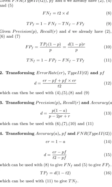 Table 4: Frequency Confusion Matrix observed true observed false predicted true 0.2200 0.0133 predicted false 0.1133 0.6533