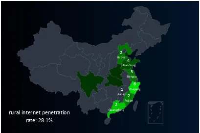 Figure 1.2 Distribution of Taobao villages in China of 2014