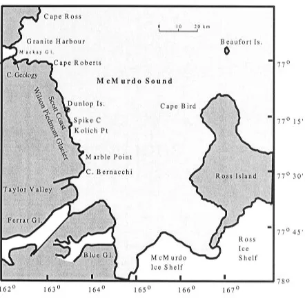 Figure 1.3: Location map for McMurdo Sound and the Scott Coast. 