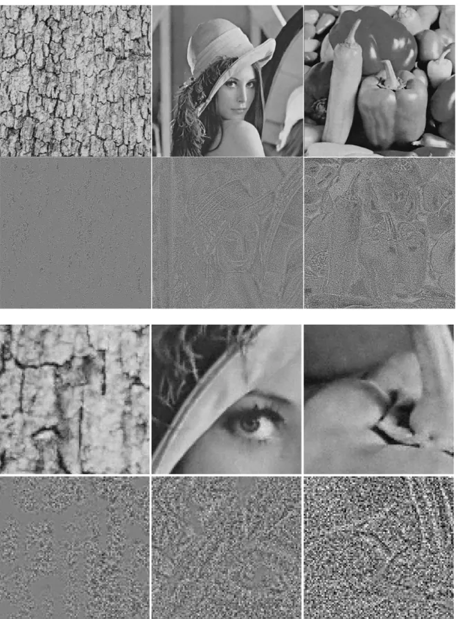 Figure 5  Original NL-means method with  whole image search window and 5 by 5 patch.  Denoised image and removed noise (multiplied  by 4) shown