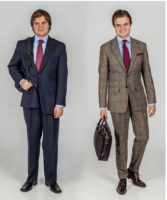 Figure 1: Off the rack vs. bespoke suit comparison photo.  