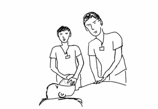 Figure 3:  The students begin to relate to SimMan ®  as a “real” person 