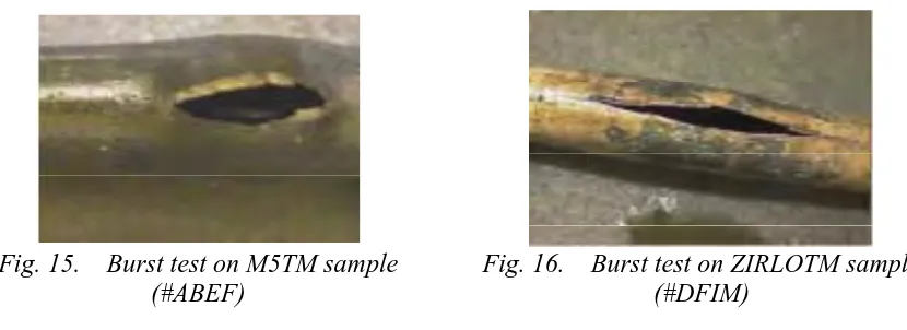 Fig. 15.  Burst test on M5TM sample  (#ABEF) 