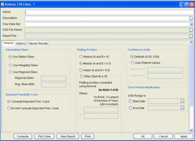 Figure 3-17.  Bulletin 17B Flow Frequency Analysis Editor. 