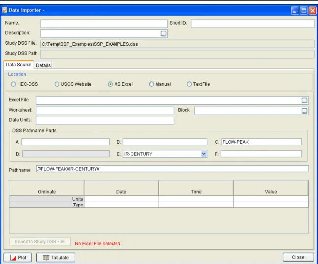 Figure 4-6.  Data Importer with MS Excel Import Option Selected. 