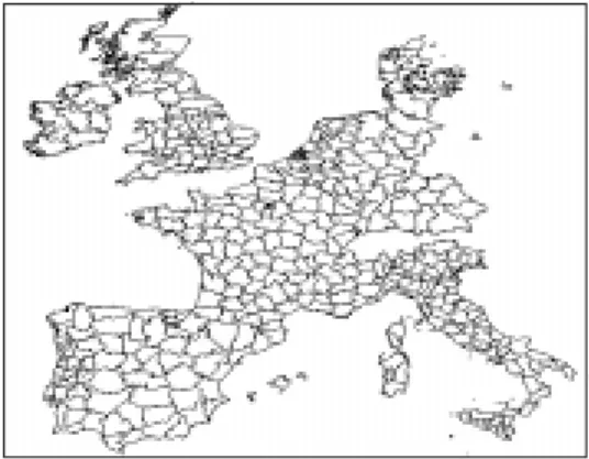 Fig. 2. Map of the European counties modeled by a set of SPH