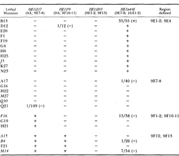 TABLE 1 Complementation tests of lethals in the region 9El-9F13 with four deficiencies 