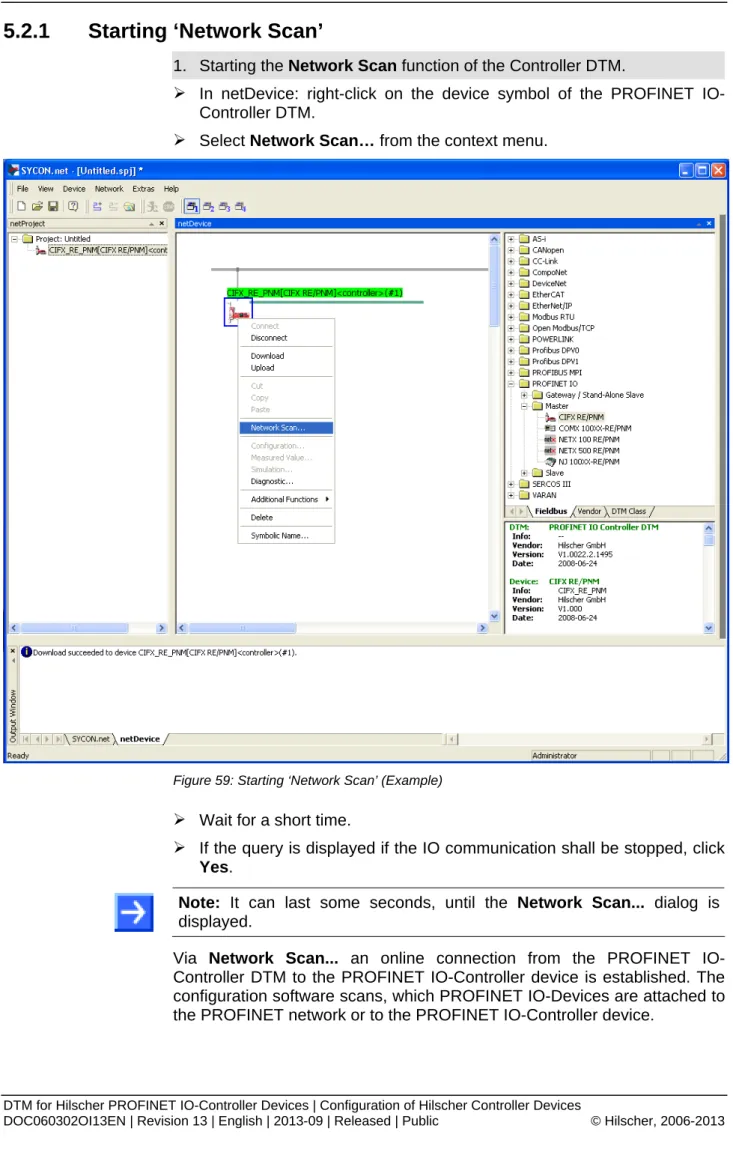 Figure 59: Starting ‘Network Scan’ (Example) 