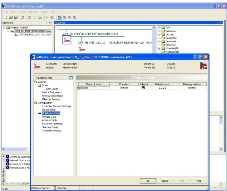 Figure 65: Assining the IP Address to the Device (Example) 