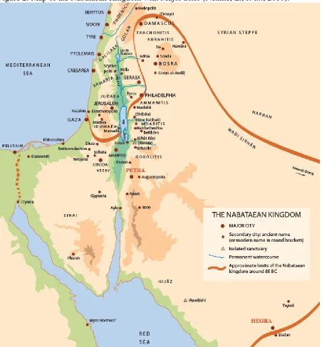 Figure 2: Map of the Nabataean Kingdom with Major Sites (Nehmé, L., et al., 2010). 