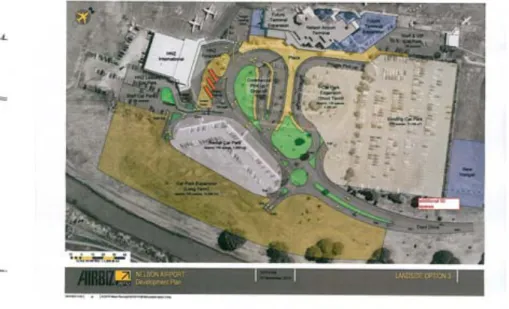 Figure 3. Current Terminal access traffic flows and parking    Figure 4 Potential Design  – new access and parking  The proposed design allows for the car park to be shifted in the future to provide for both Engineering expansion and increased  parking req