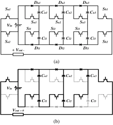 Figure 5. Discharging paths of the capacitors to achieve (a) negative (b) positive output pulse 