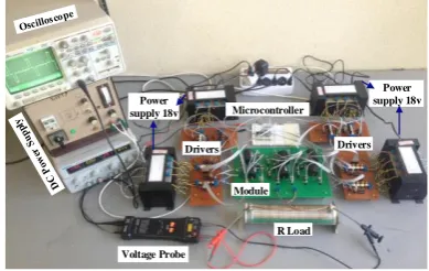 Figure 11. Experimental waveforms for output voltage, upper capacitors voltage at modules 1,2 and 3 (Vcu1, Vcu2, Vcu3) (Differential Probes are set at × 500 for CH3 and × 200 for CH1, CH2 and CH4