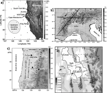 Fig. 1.  (a) Map of northern California orographic storm study from 2002 – 2005 