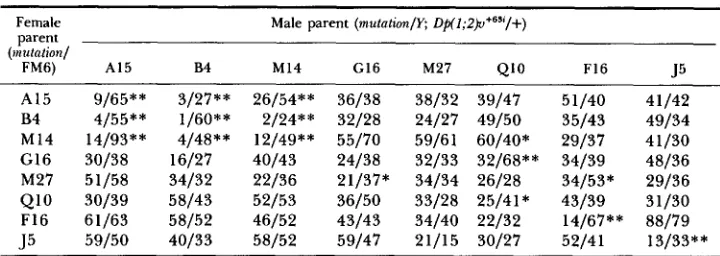 TABLE 2 Complementation tests involving eight hypomorphic lethal mutations 