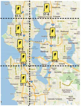 Figure 4.5:Fast DC charging station map in Seattle, WA [64]